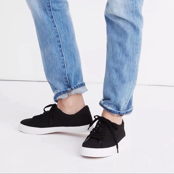 Madewell‎ | Sidewalk Low-Top Sneakers Black Canvas W:9 M:7.5 - Picture 1 of 11